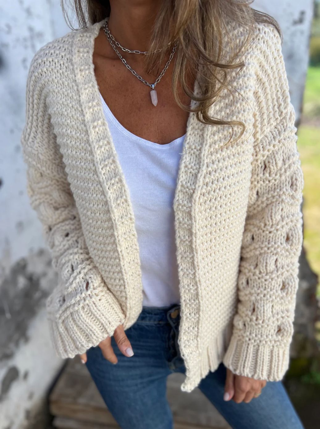 Women's Chunky Knit Open-Front Cardigan