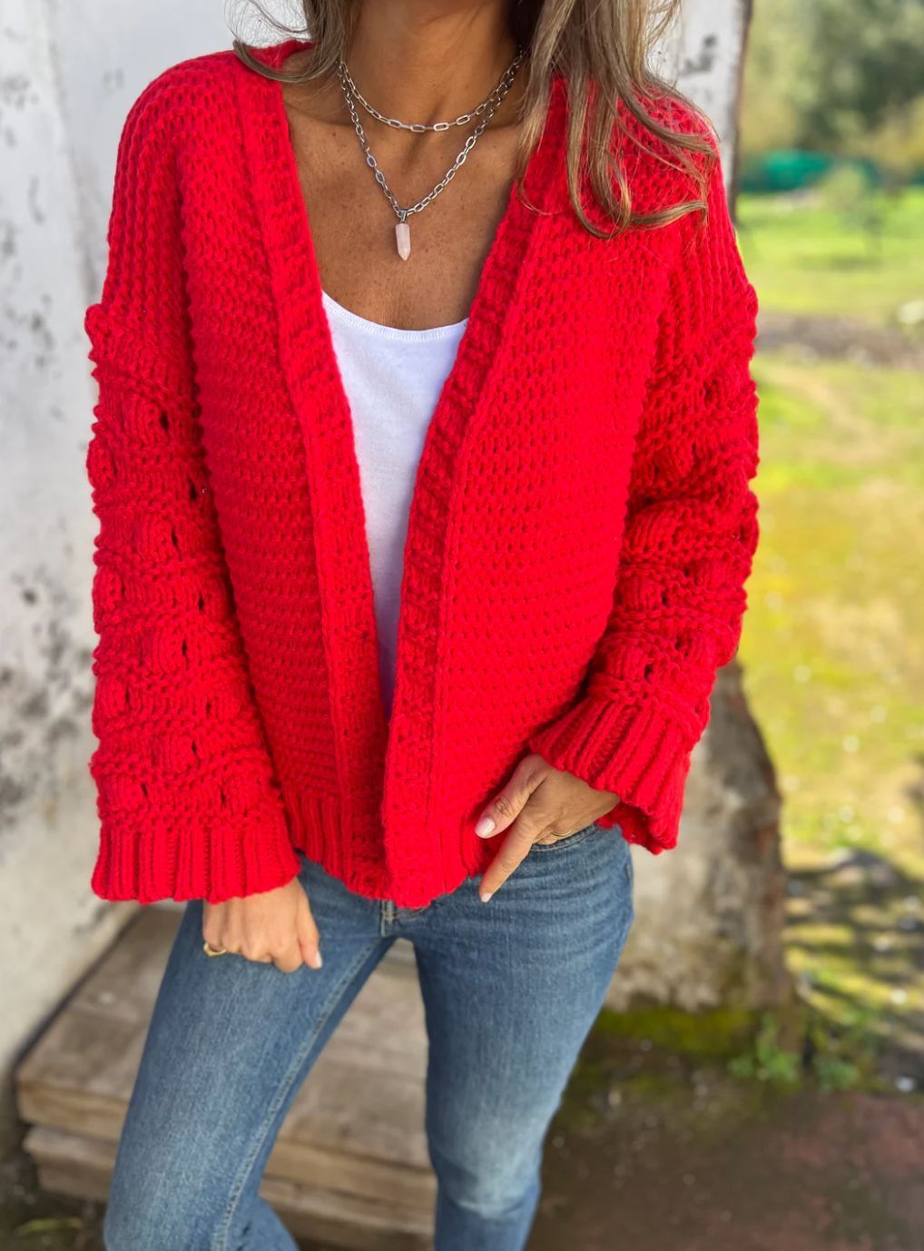 Women's Chunky Knit Open-Front Cardigan