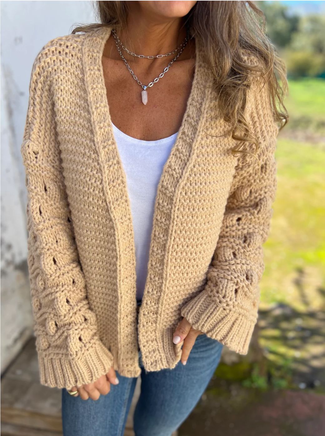 Women's Chunky Knit Open-Front Cardigan