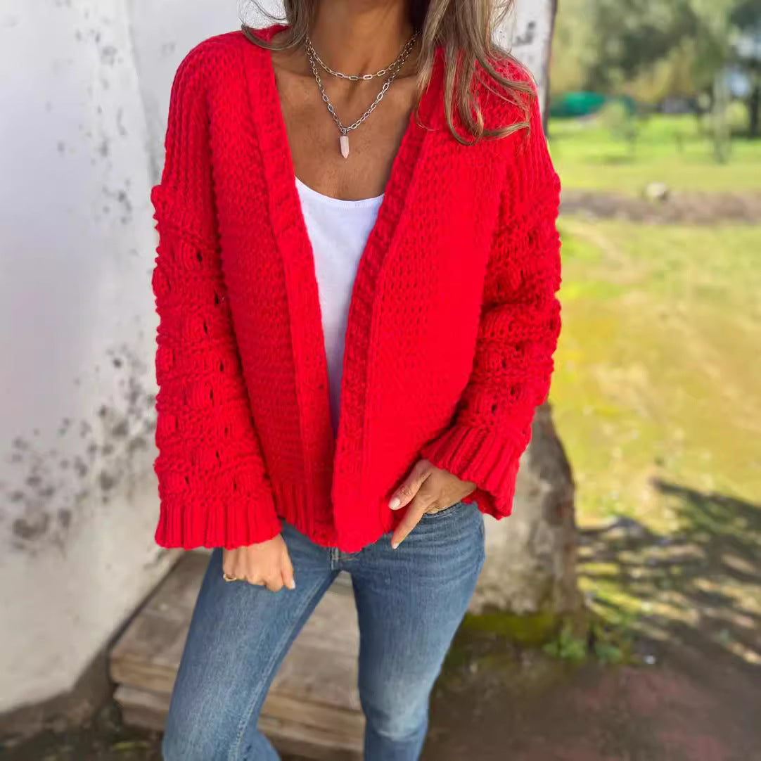 Women's Chunky Knit Open-Front Cardigan