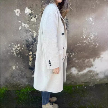 Chic Double-Breasted Long Wool Coat for Women